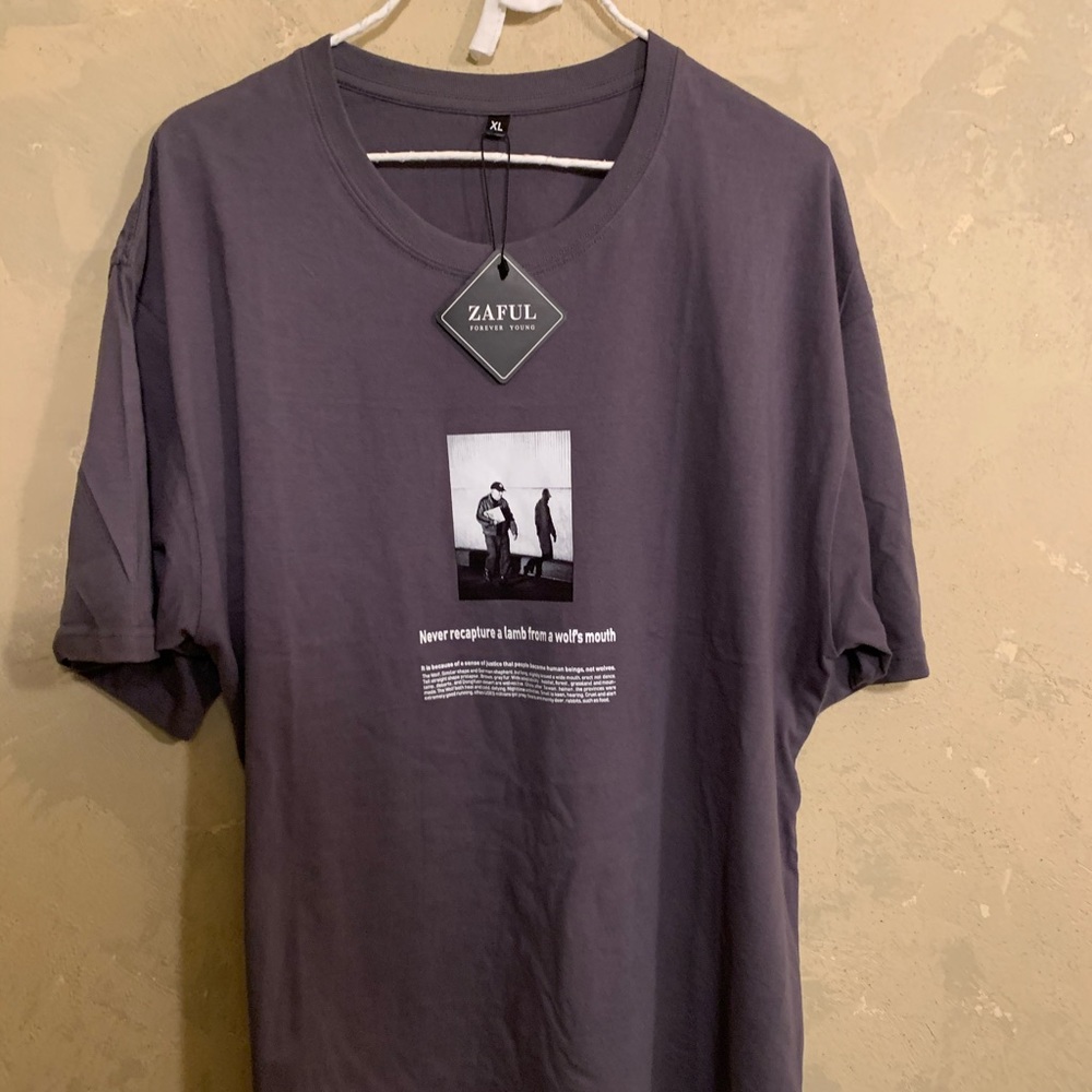 Photographic letter print casual t-shirt